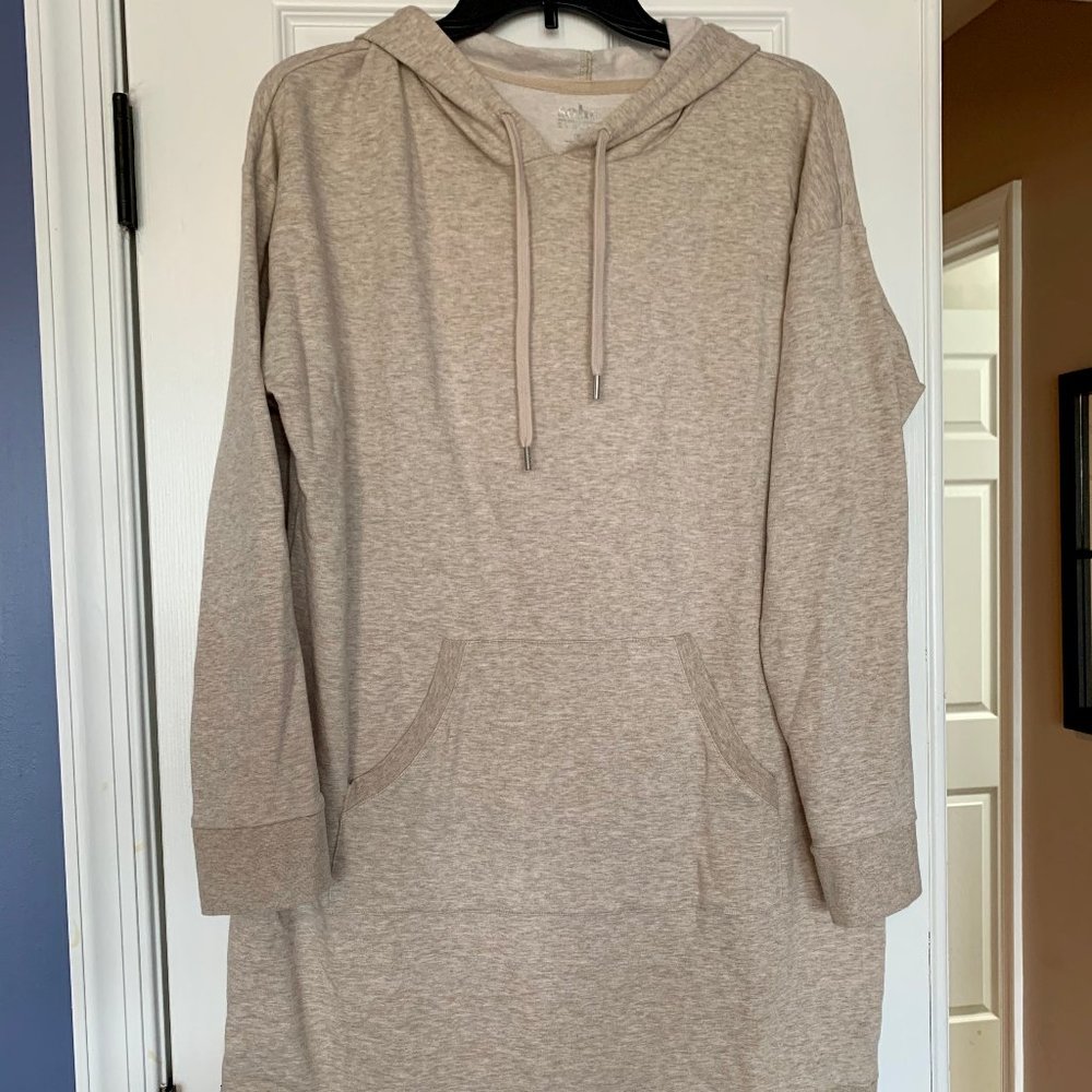New York & Co Soho tan hooded sweatshirt dress